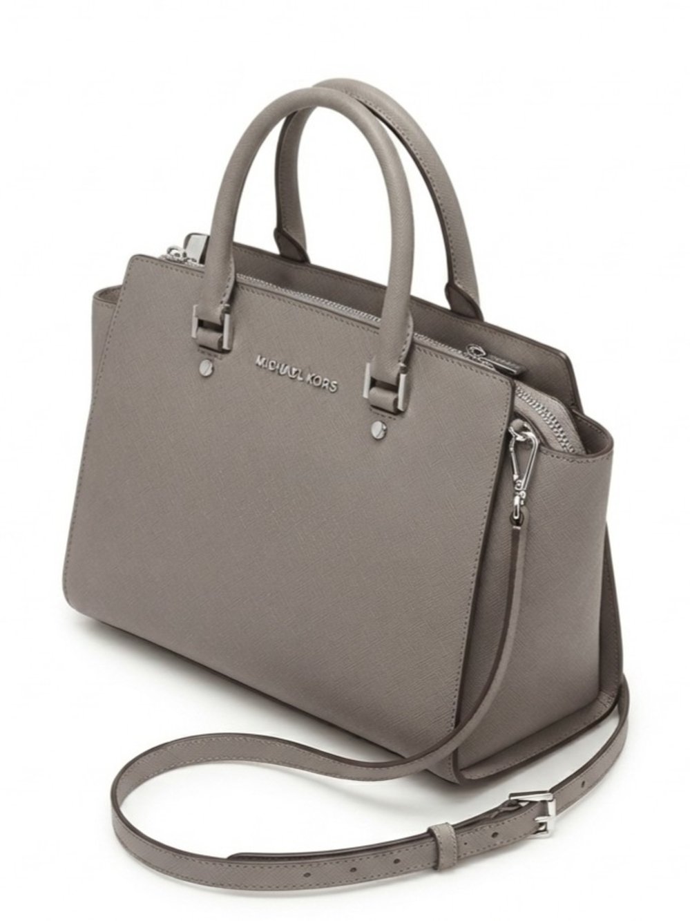 Michael Kors Gray Saffiano Leather Satchel Crossbody Bag